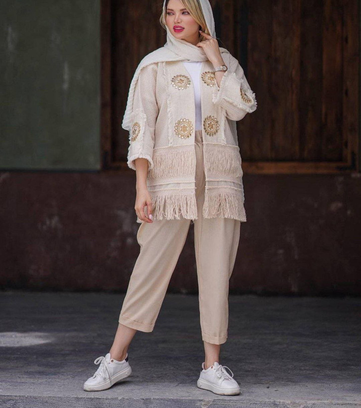 قیمت و سفارش اینترنتی مانتو شلوار لنین چرال مروارید