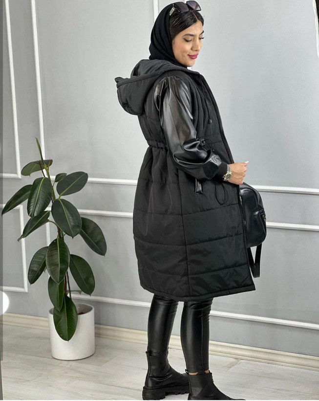 سفارش اینترنتی و آنلاین کاپشن آستین چرم نیکا