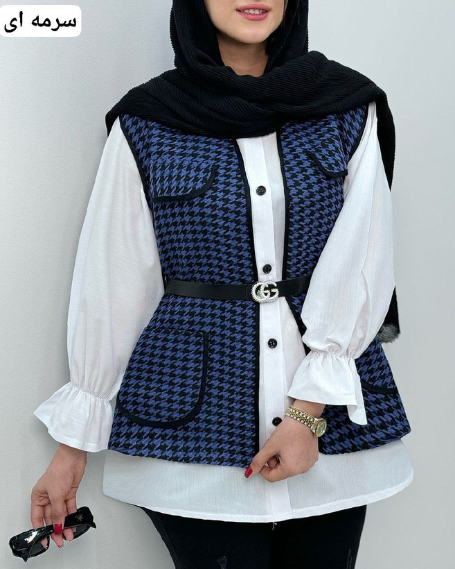 خرید اینترنتی ست سه تیکه شومیز و کمربند