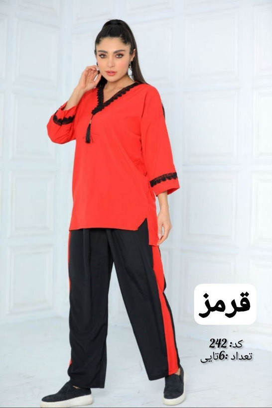 قیمت و سفارش اینترنتی ست تونیک شلوار یقه سنتی 2 کد 9604