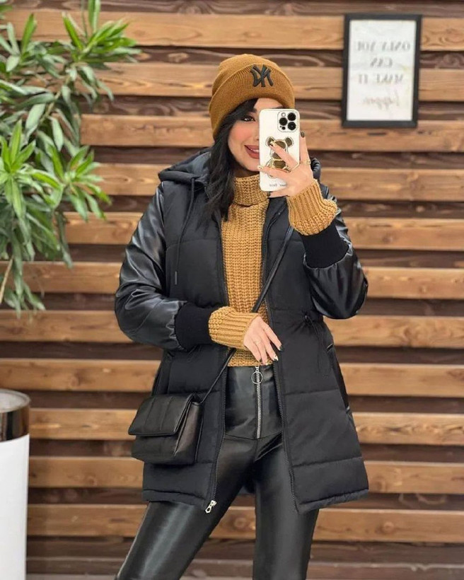 خرید و مشاهده قیمت کاپشن آستین چرم کد 4463