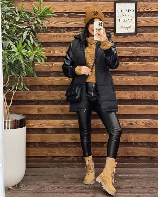 مشاهده قیمت و خرید اینترنتی کاپشن آستین چرم کد 4463