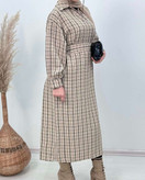 خرید اینترنتی و آنلاین مانتو کفتان کمربند دار کد 78008