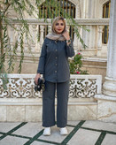 سفارش و خرید اینترنتی ست مانتو شلوار یقه شکاری کد 78289