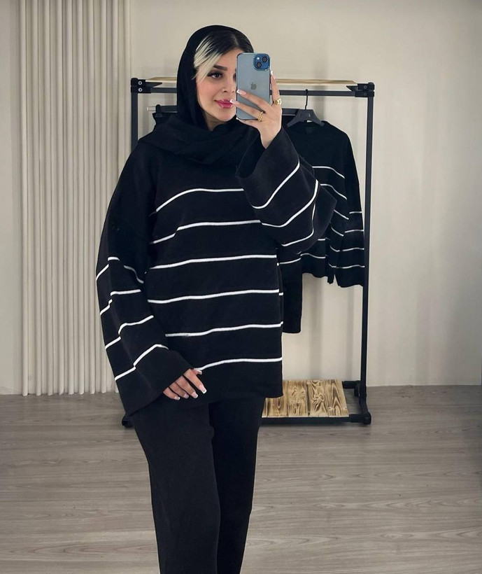 خرید اینترنتی و آنلاین بافت راه راه زنانه کد 3363