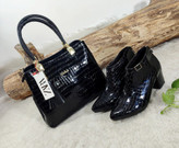 خرید ست نیم بوت و کیف نیم بوت مدل ورنی سنگی کد 99945