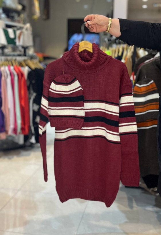 سفارش و خرید تونیک بافت با کلاه تیارا کد 7366