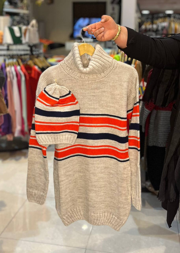 سفارش و خرید آنلاین تونیک بافت با کلاه تیارا کد 7366