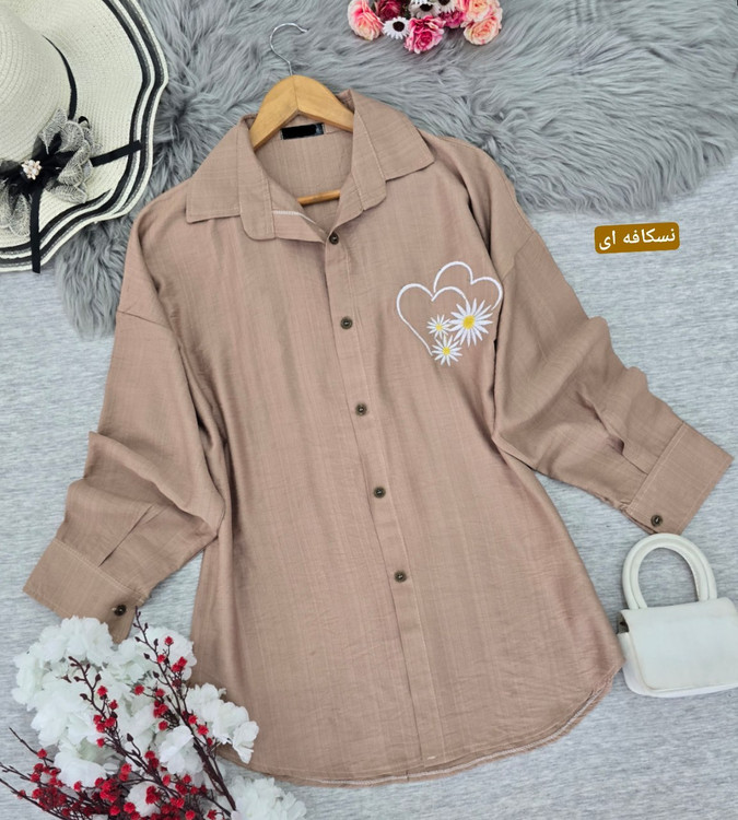 سفارش و خرید اینترنتی شومیز مانتویی قلبی کد 73724