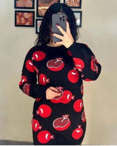 خرید اینترنتی و آنلاین بلوز بافت یلدایی انار کد 9123