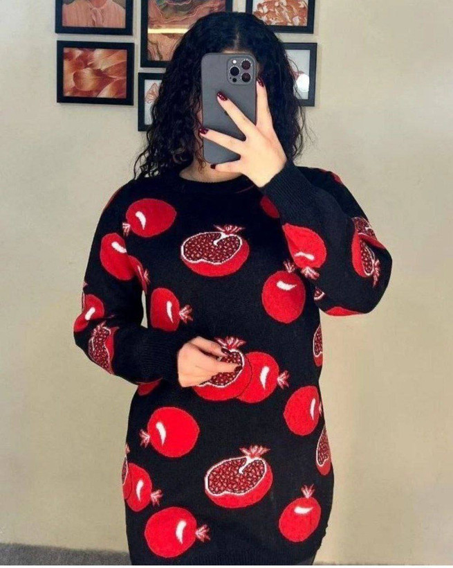 خرید اینترنتی و آنلاین بلوز بافت یلدایی انار کد 9123