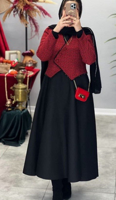 خرید اینترنتی و آنلاین کت سارافون اناردونه کد 80235