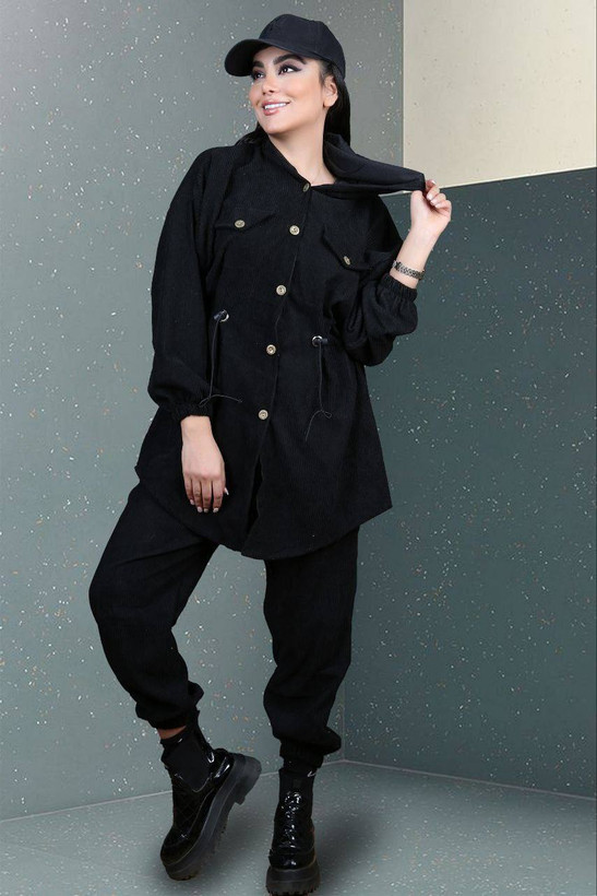 خرید و سفارش اینترنتی مانتو شلوار مخمل کبریتی کد 9343