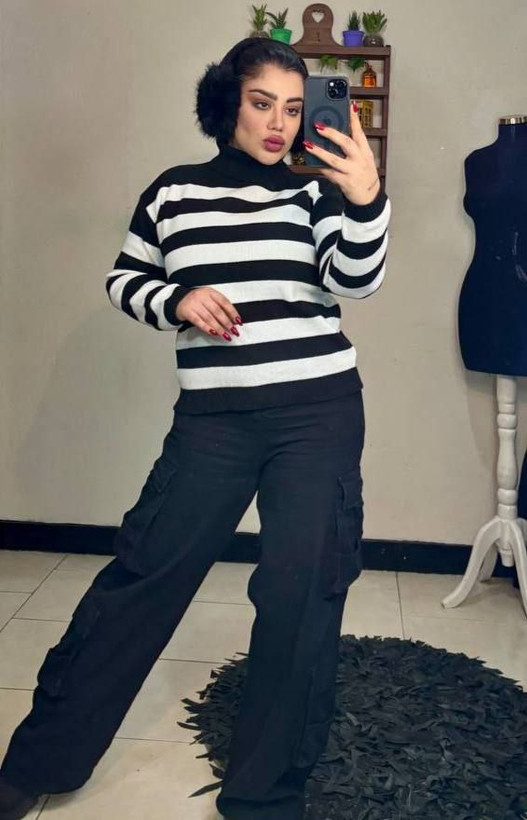 سفارش و مشاهده قیمت بافت راه راه یقه اسکی پینترسی کد 80731