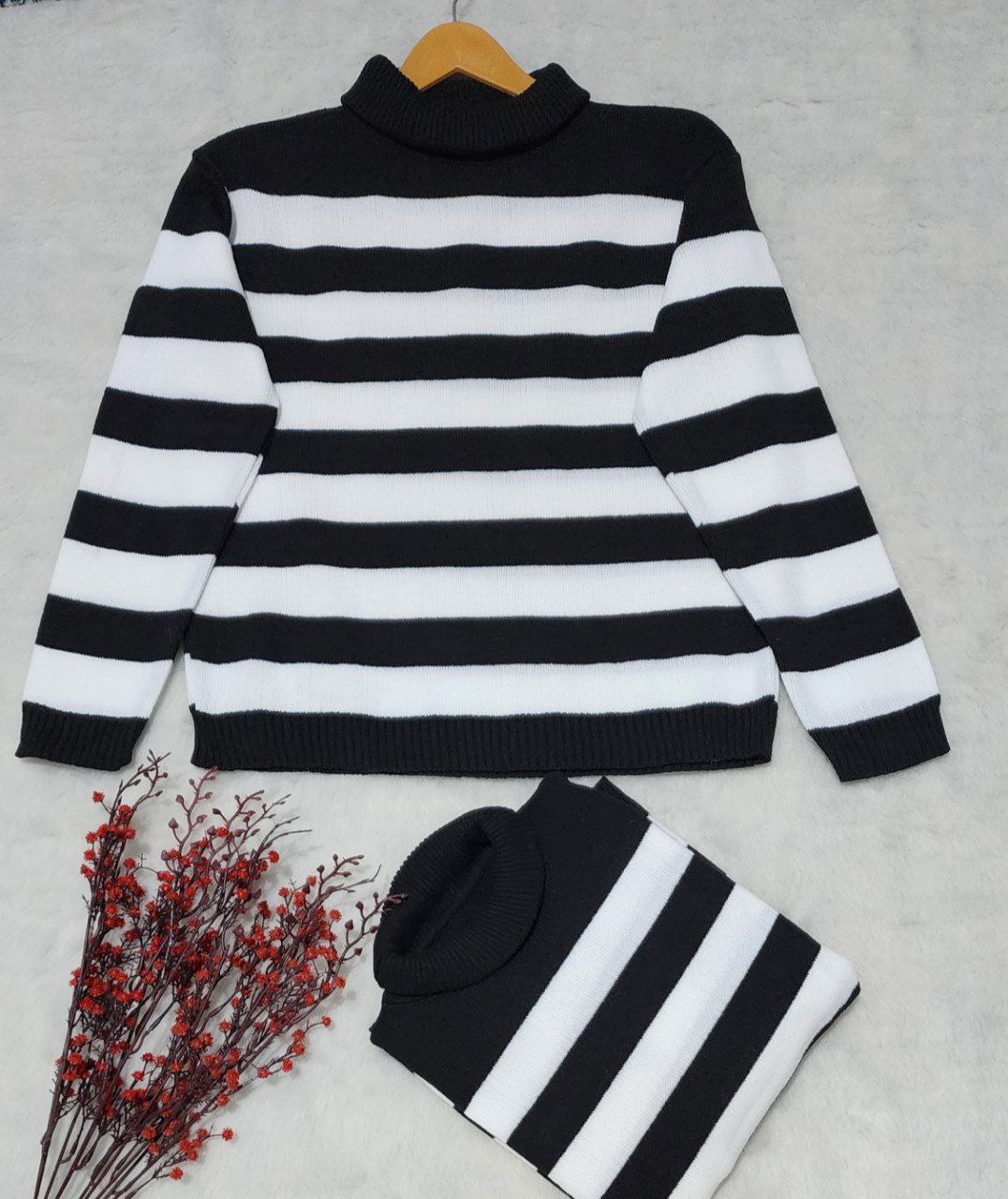 خرید اینترنتی و آنلاین بافت راه راه یقه اسکی پینترسی کد 80731