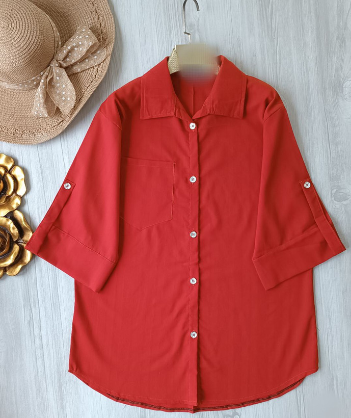 خرید و سفارش اینترنتی شومیز آستین سه ربع مدل فرنوش کد 75718