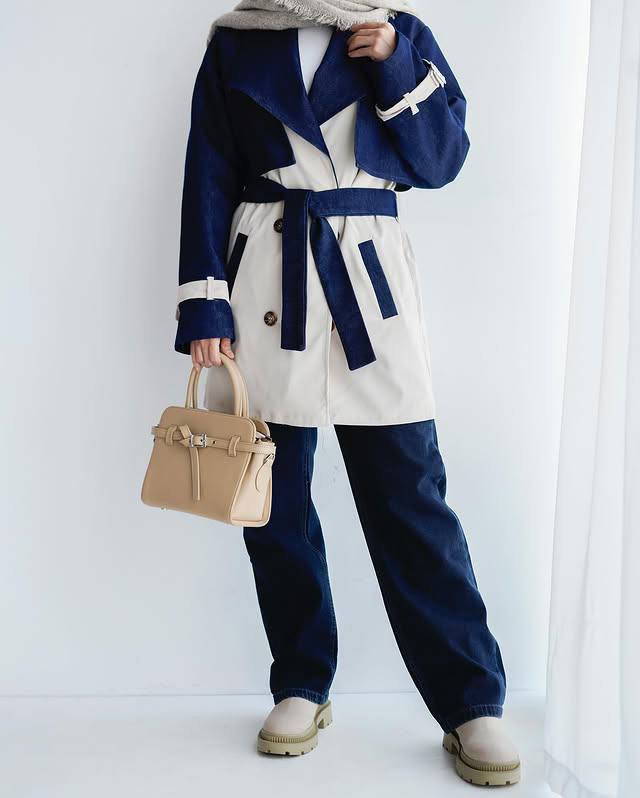 خرید اینترنتی و آنلاین ترنچ کت ترکیبی کد 7061