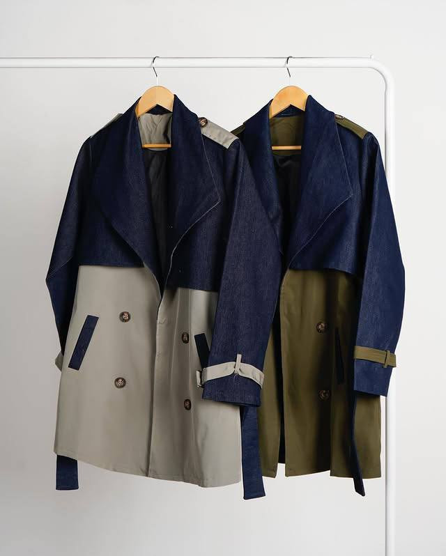 خرید و سفارش اینترنتی ترنچ کت ترکیبی کد 7061