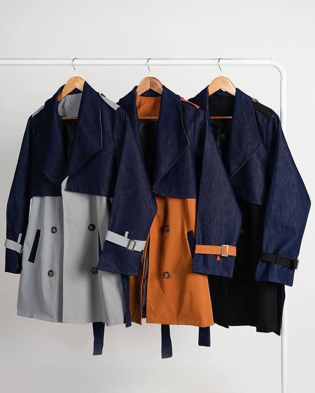 سفارش و خرید اینترنتی ترنچ کت ترکیبی کد 7061