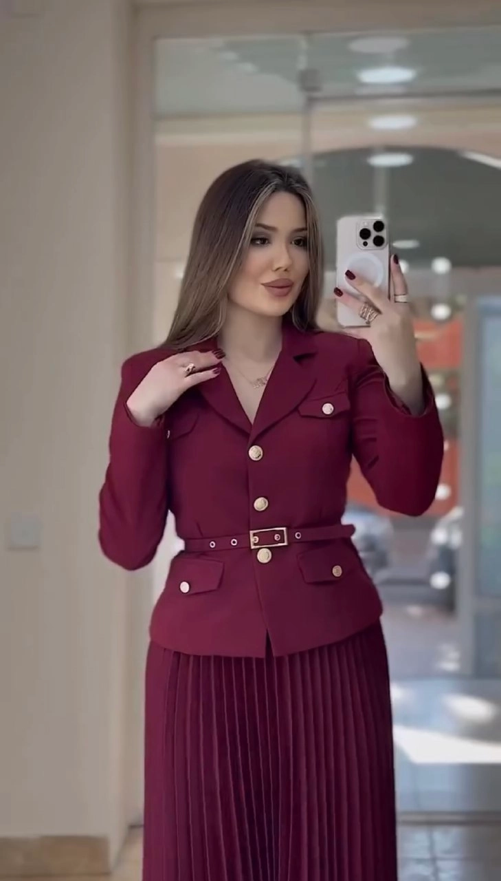 خرید اینترنتی و آنلاین ست کت و دامن پلیسه جیران کد 81920