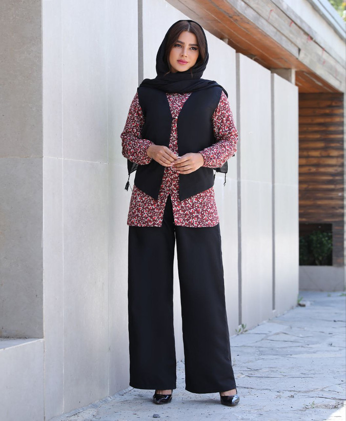 سفارش و خرید اینترنتی سه تیکه شومیز جلیقه و شلوار هیوا کد 60595