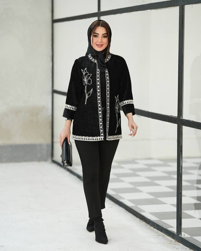 خرید اینترنتی و آنلاین مانتو و شلوار مدل گلی کد 82512