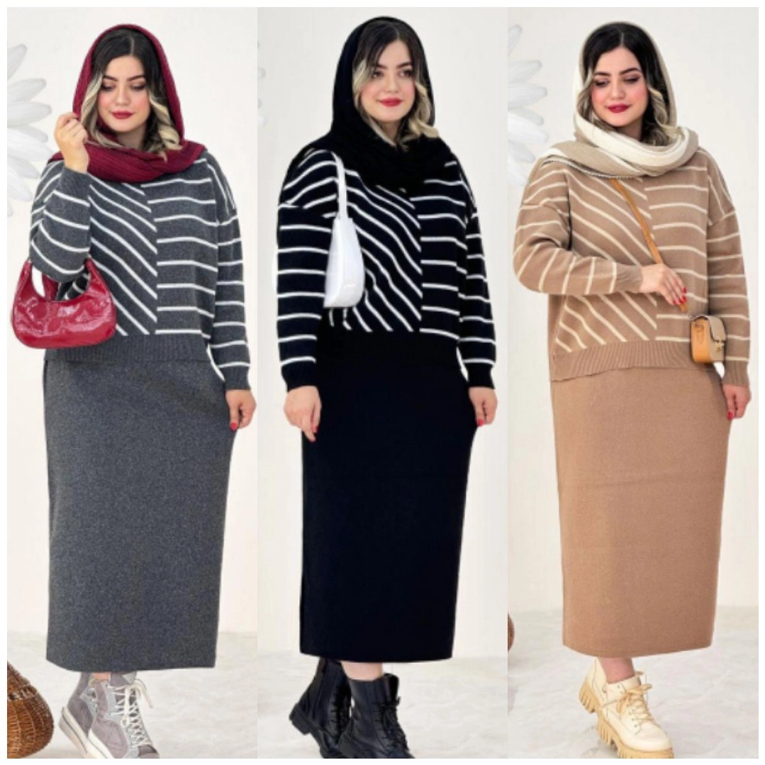 خرید اینترنتی و آنلاین بلوز دامن بافت کد 80755