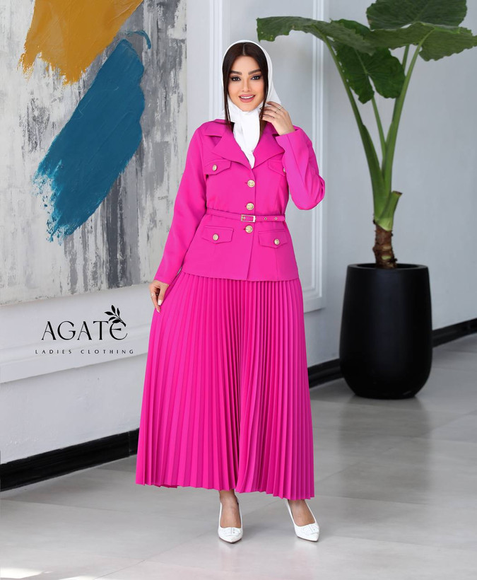 خرید اینترنتی ست کت و دامن پلیسه جیران کد 81920