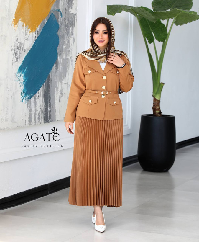 قیمت و خرید اینترنتی ست کت و دامن پلیسه جیران کد 81920