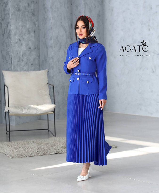 سفارش و مشاهده قیمت ست کت و دامن پلیسه جیران کد 81920