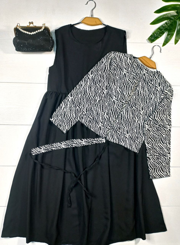 خرید و مشاهده قیمت سه تیکه کت سارافون کمربند زیرا کد 84670