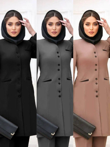 خرید اینترنتی و آنلاین مانتو شلوار اداری زمرد کد 81773