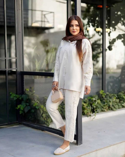 سفارش اینترنتی ست شومیز شلوار لنین نچرال آزیتا کد 3176