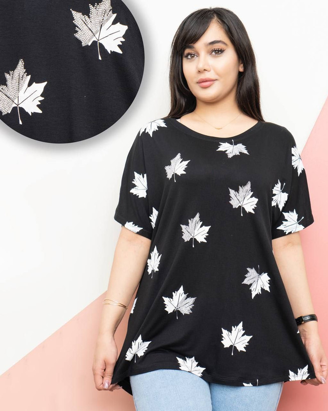 خرید تیشرت زنانه چاپ برگ کد 4104