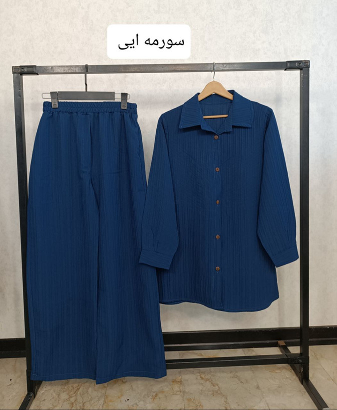 خرید و سفارش ست دو تیکه شومیز شلوار دکمه چوبی مدل عسل کد 87137