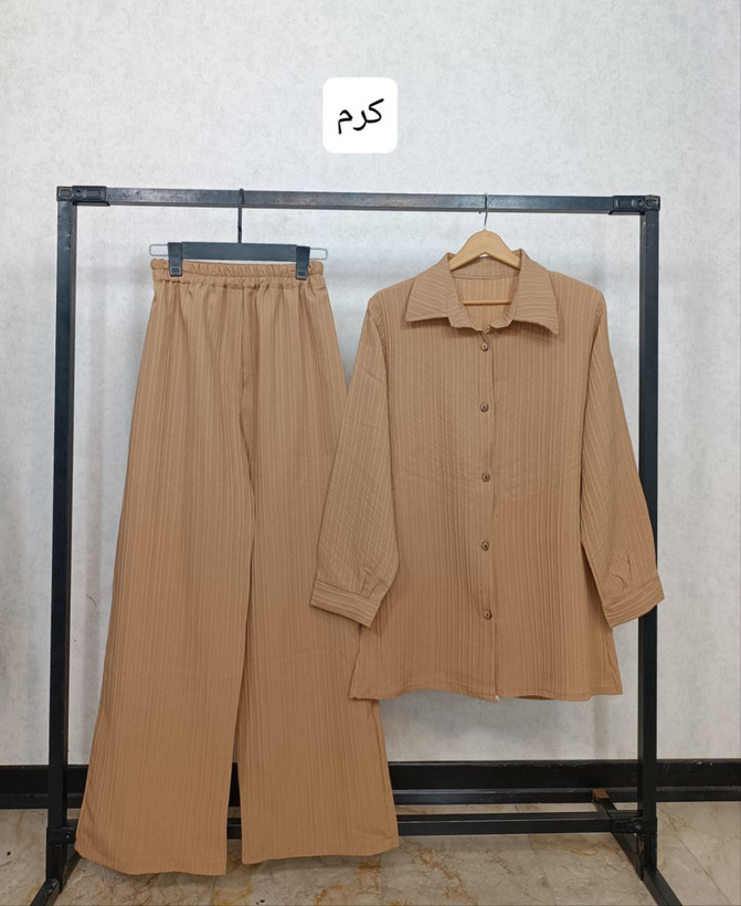 مشاهده قیمت ست دو تیکه شومیز شلوار دکمه چوبی مدل عسل کد 87137