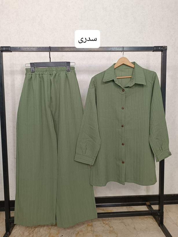 خرید ست دو تیکه شومیز شلوار دکمه چوبی مدل عسل کد 87137