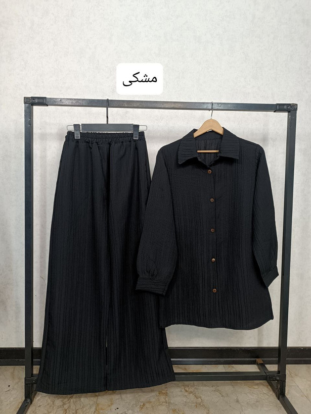 سفارش اینترنتی ست دو تیکه شومیز شلوار دکمه چوبی مدل عسل کد 87137