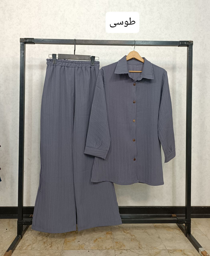 سفارش و خرید اینترنتی ست دو تیکه شومیز شلوار دکمه چوبی مدل عسل کد 87137