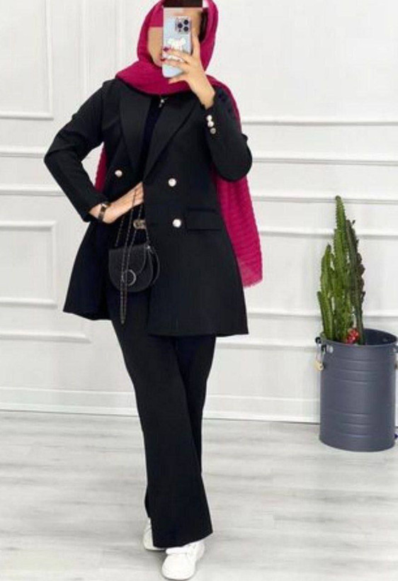 خرید اینترنتی کت و شلوار نگین مشکی 74033