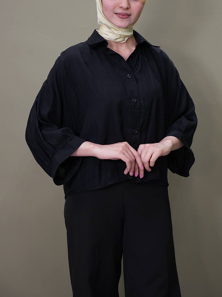 خرید اینترنتی شومیز مشکی ترند 80837