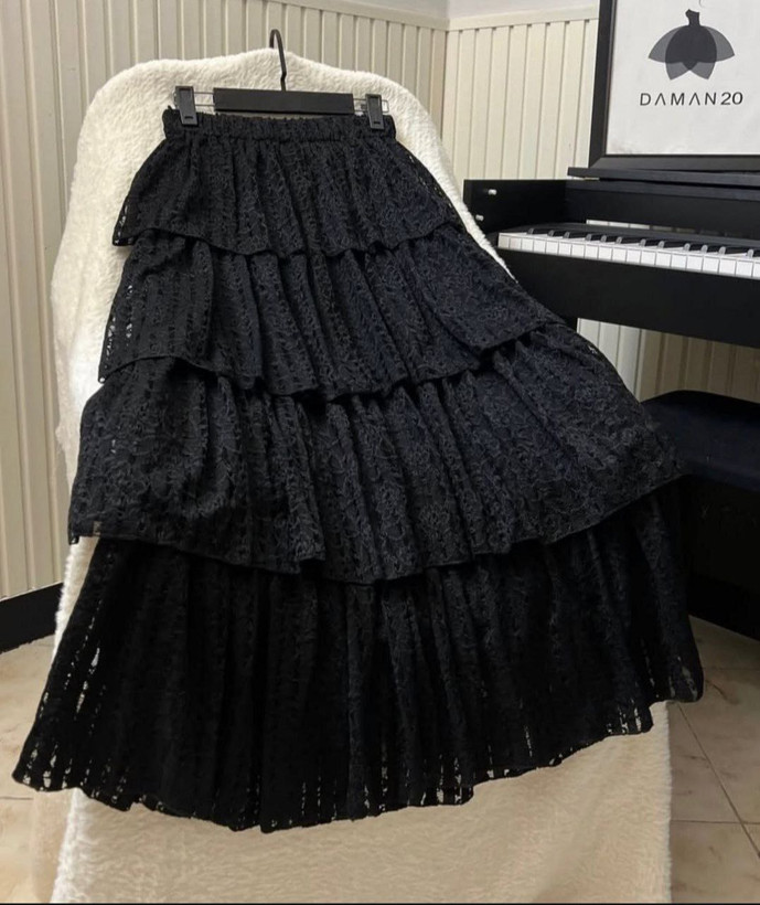 خرید و فروش اینترنتی آنلاین دامن مجلسی طبقه ای گیپور 37053