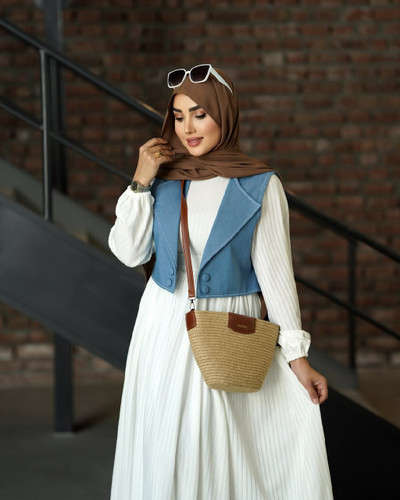 خرید و فروش اینترنتی پیراهن سفید کت جین 89834