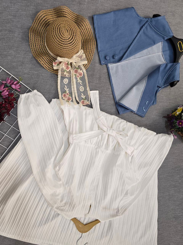 فروش اینترنتی و آنلاین پیراهن سفید کت جین 89834