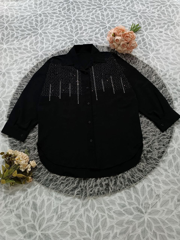 خرید مشاهده اینترنتی شومیز مانتویی کیمونو نگین آبشاری 71223