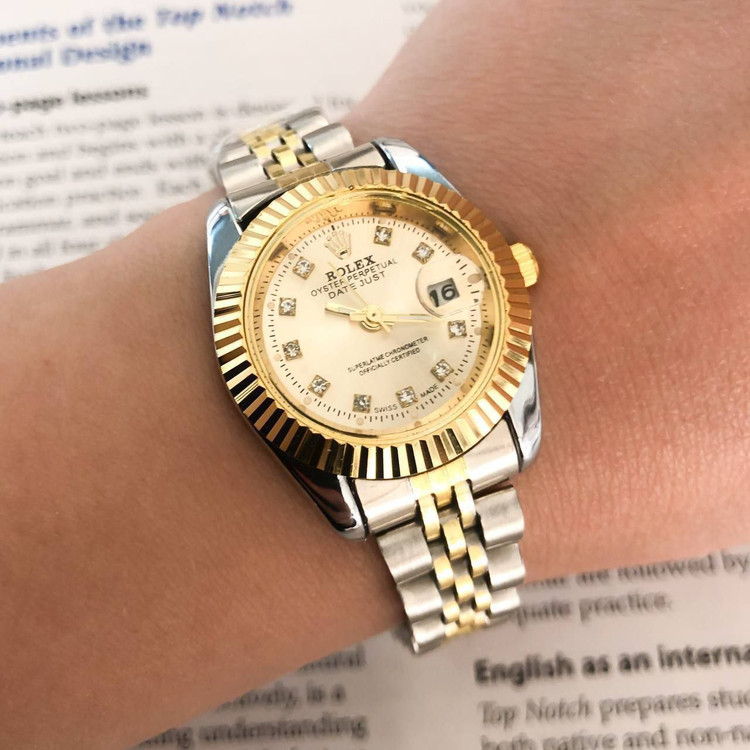 سفارش ست لاکچری ساعت رولکس بند استیل دو رنگ کد 369157