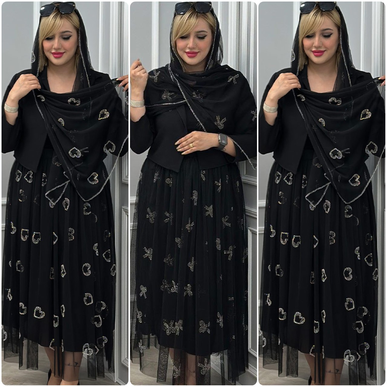 خرید اینترنتی و آنلاین ست سه تیکه کت و دامن و شال 3990