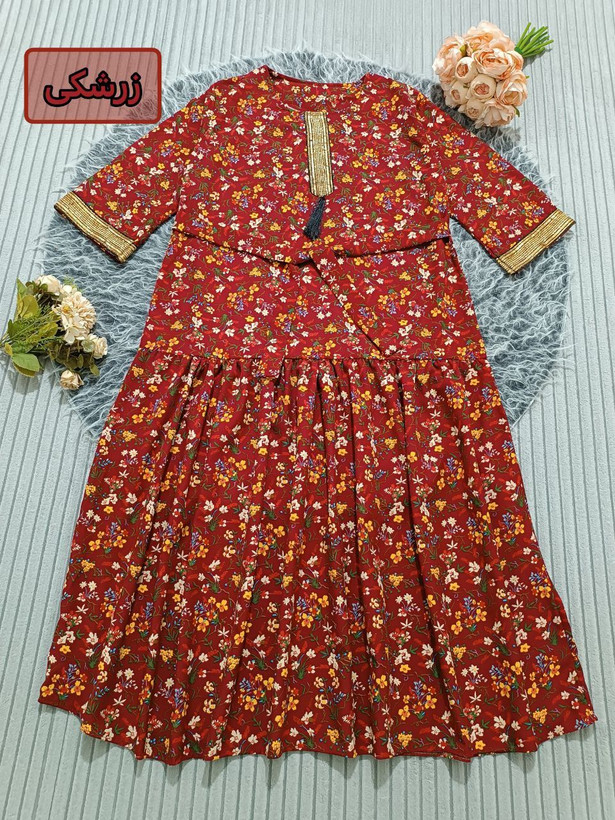 خرید و مشاهده ساحلی کرپ خرجکار طلایی و منگوله کد 87512