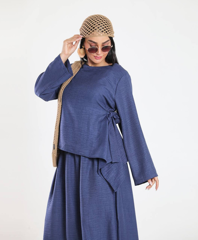 خرید اینترنتی بلیز دامن کنار گره ای سوفیا 4024