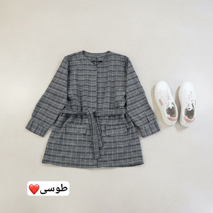 خرید اینترنتی مانتو کتی چهارخونه پاییزه کد 37185